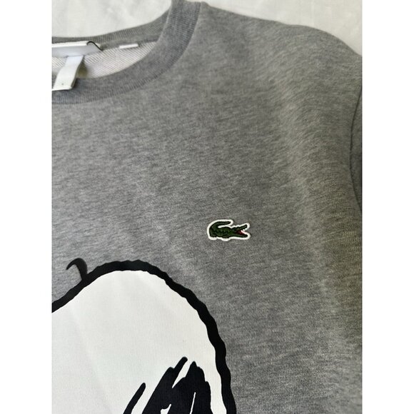 Lacoste X Peanuts Snoopy Graphic Fleece Sweatshirt Gray Unisex L NWT - Picture 8 of 11